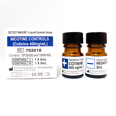 DETECTABUSE Nicotine (COTININE 400ng/ml) Positive & Negative Liquid Urine Controls - 3 Boxes of 2X5ml Vials - Teststock.co