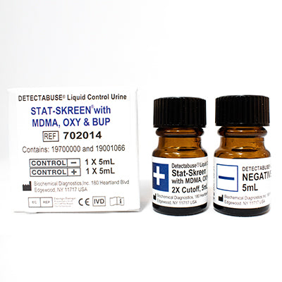 STAT-SKREEN with BUP, MDMA, & OXY 2X Cutoff Positive & Negative Liquid Urine Controls - 2X5ml Vials - Teststock.co