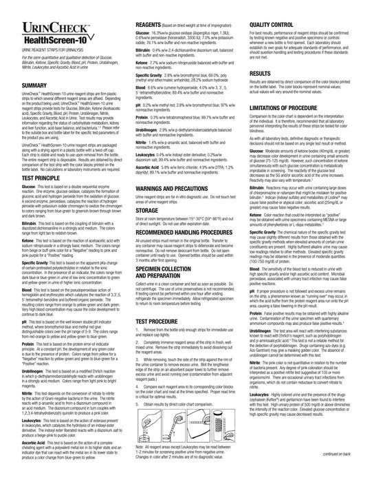 UrinCheck™ HealthScreen-10 Reagent Strips - CLIA Waived - 100pcs - Teststock.co