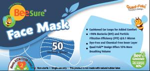 BeeSure ASTM Level 2 Face Masks - Pack of 50 - Teststock.co